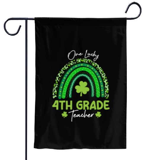 One Lucky 4th Grade Teacher St Patrick's day Garden Flags