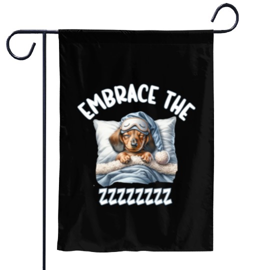 Embrace the ZZZZ cute sleeping Dachshund Garden Flags