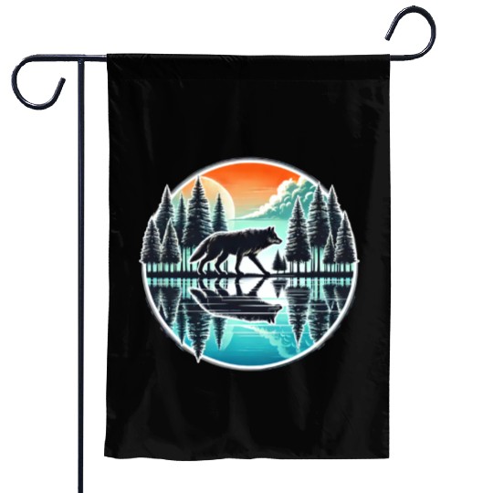 wolf forest Reflection Scenic Wilderness lovers Garden Flags