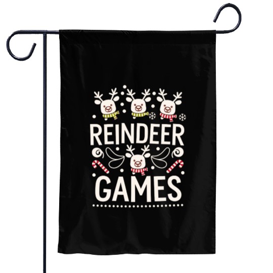 Playful Holiday Reindeer Cute Garden Flags
