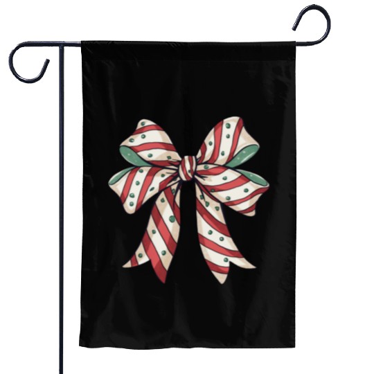 Christmas Coquette bow, Christmas Retro Garden Flags