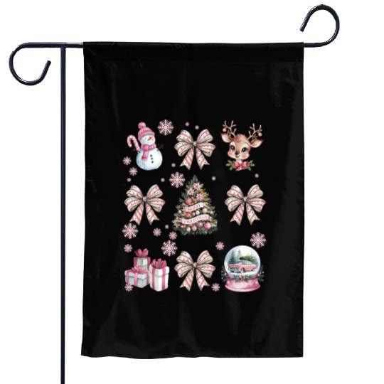 Christmas Coquette Bow, Cute Christmas Snowman Garden Flags