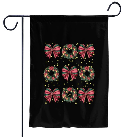 Christmas wreath, Christmas Coquette Bow Garden Flags