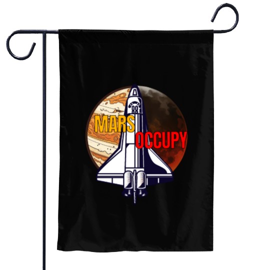 Mars Occupy -Rocket & Planet Space Design Garden Flags