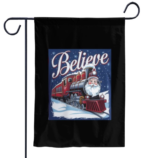 Believe Train North Pole Xmas Santa Claus Christma Garden Flags