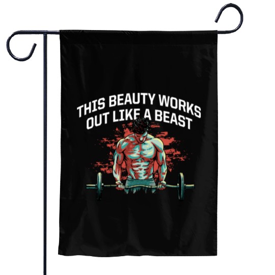 Works Out Like a Beast Funny Workout Humor Gym Garden Flags