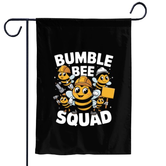 Fun Bumblebee Squad Cartoon Art Garden Flags