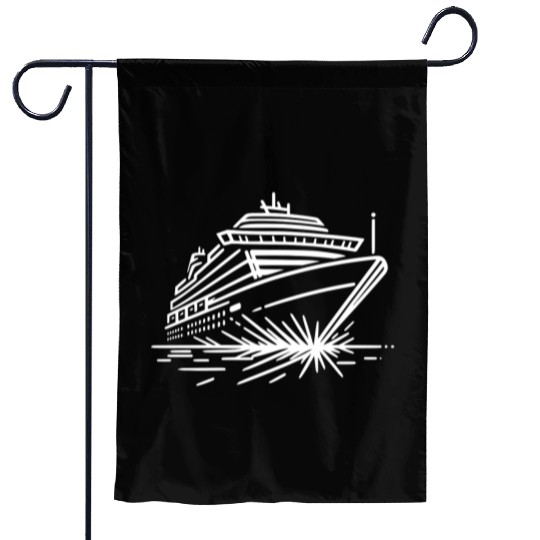 Minimalistic Vector Cruise Ship path6 Garden Flags