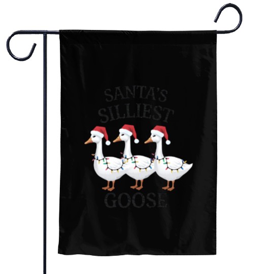 Santa's Silliest Goose Christmas Garden Flags