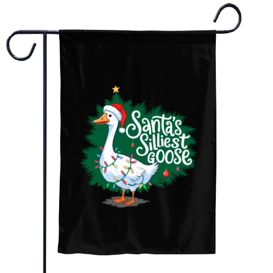 Santa s silliest goose Funny Christmas Family Garden Flags