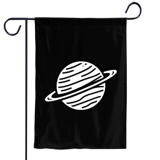 Minimalistic Saturn Planet Space Vector path38 Garden Flags