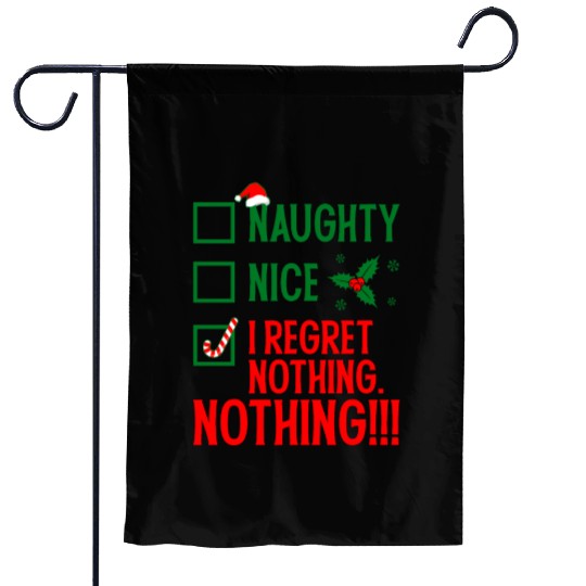 Naughty, Nice, No Regrets Christmas Garden Flags