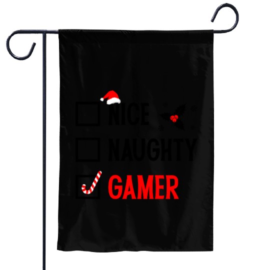 Nice Naughty Gamer Christmas Garden Flags