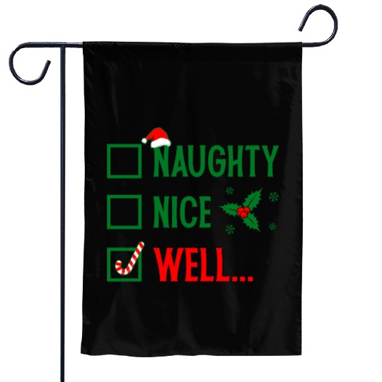 Naughty or Nice Funny Christmas Garden Flags