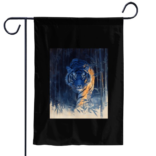 Majestic Tiger in the Bamboo Forest Garden Flags