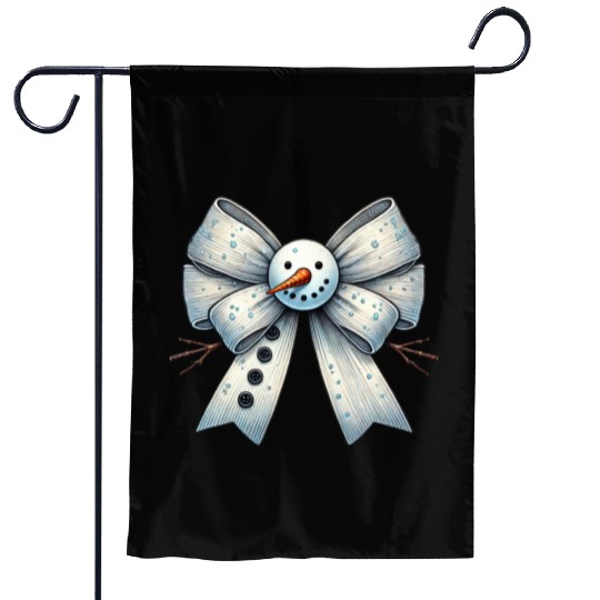 Snowman Coquette Bow, Merry Christmas Garden Flags