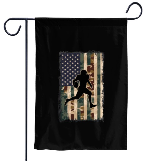 Camo US Flag American Vintage Football Player Garden Flags