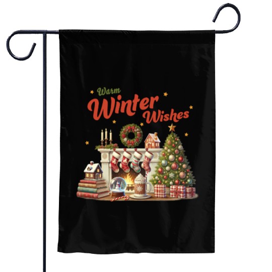 Warm Winter Wishes, Merry Christmas Garden Flags