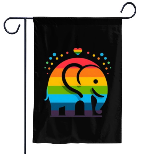 Rainbow Elephant Garden Flags