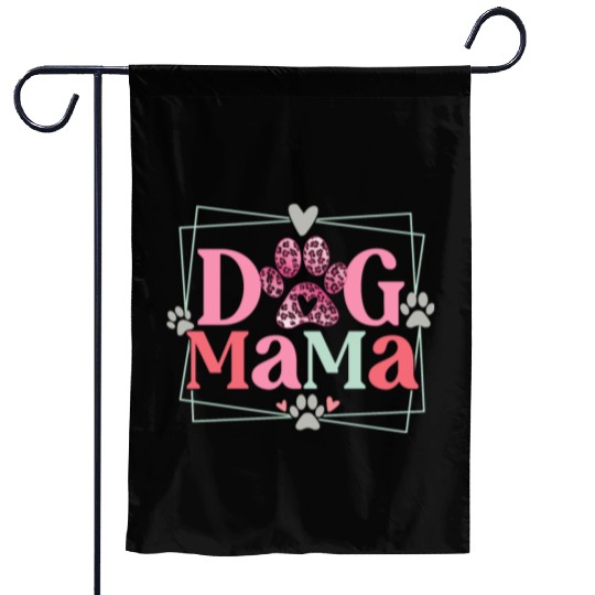 Dog Mama Mothers Day Leopard Paw Garden Flags