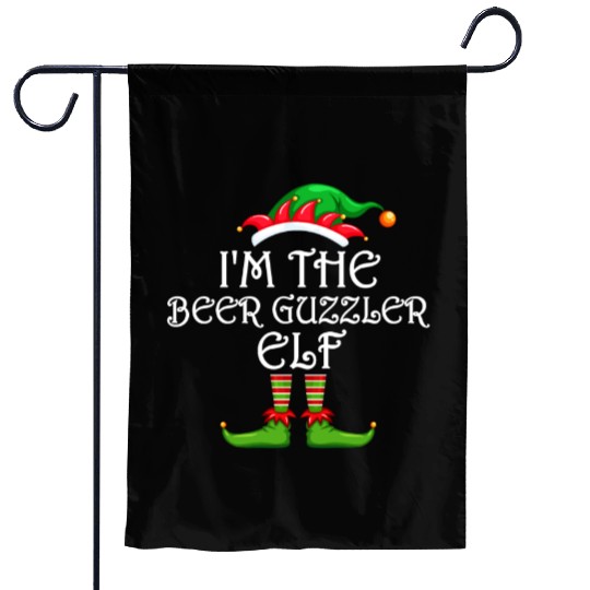 I'm The Beer Guzzler Elf Matching Family Christmas Garden Flags