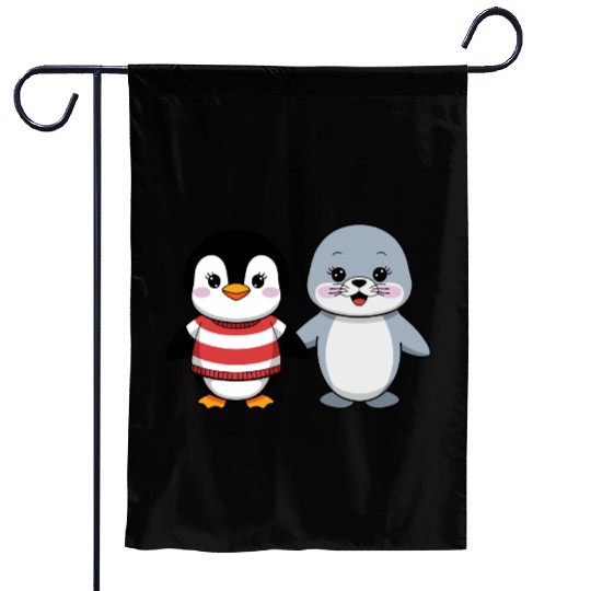 Penguin and Seal Friends Garden Flags