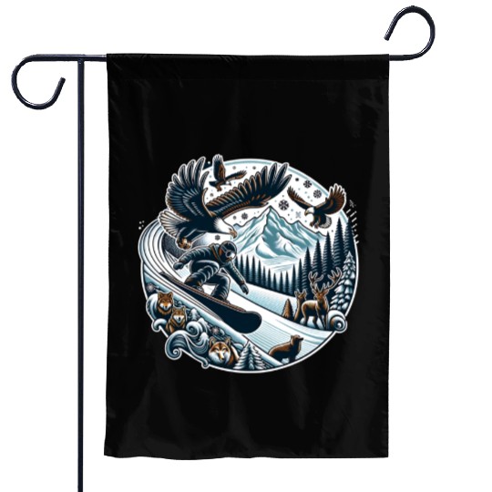 Epic Snowy Mountain Adventures with Wildlife Garden Flags