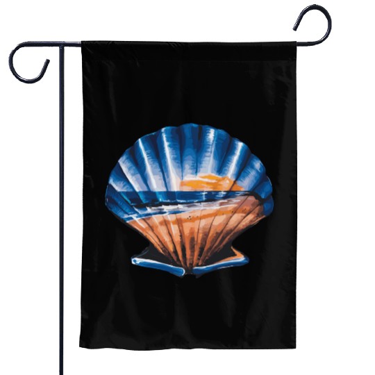 Seashell Beach Scene Serene Ocean Landscape Garden Flags