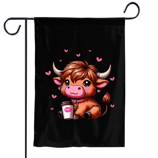 Highland Cow Valentines Garden Flags