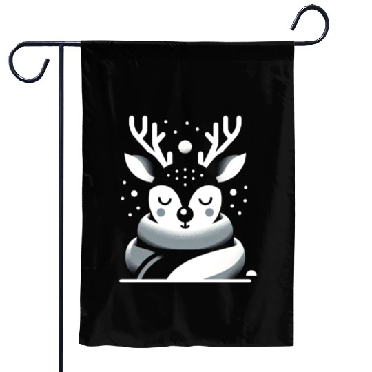 Winter Serenity Deer Illustration Garden Flags