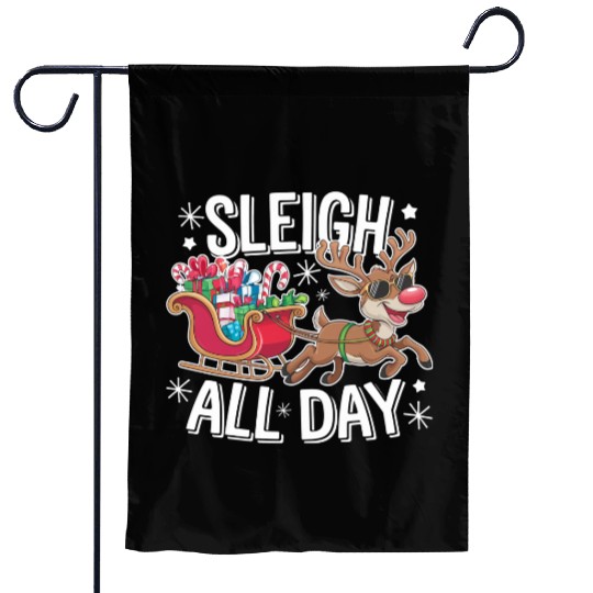 Sleigh All Day Garden Flags