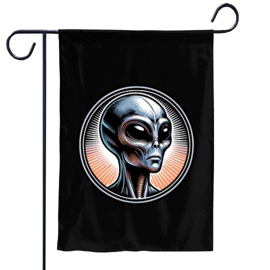 Grey Alien Garden Flags