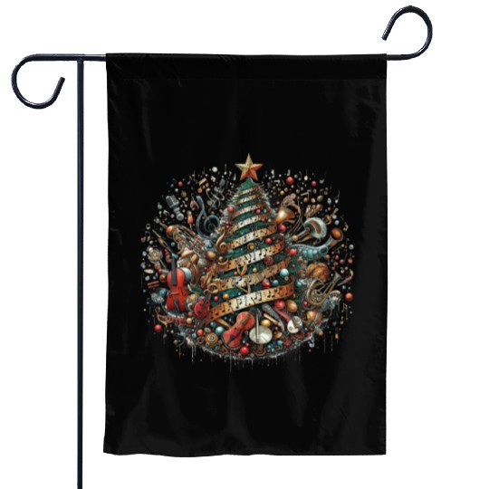 Vintage Musical Christmas Tree Garden Flags