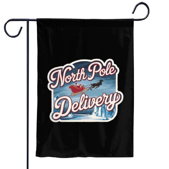 Magical Arctic Night Santa Sleigh North Pole Garden Flags