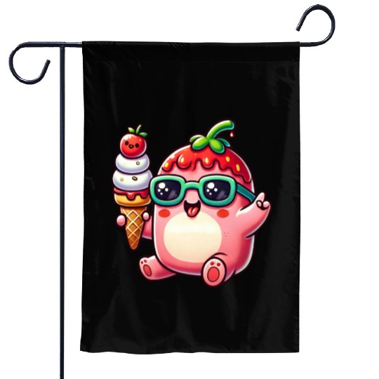 Ice Cream Strawberry Chill Garden Flags