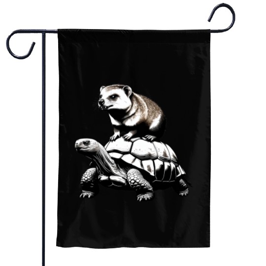 Funny Hyrax Riding a Turtle - Unique and Hilarious Garden Flags