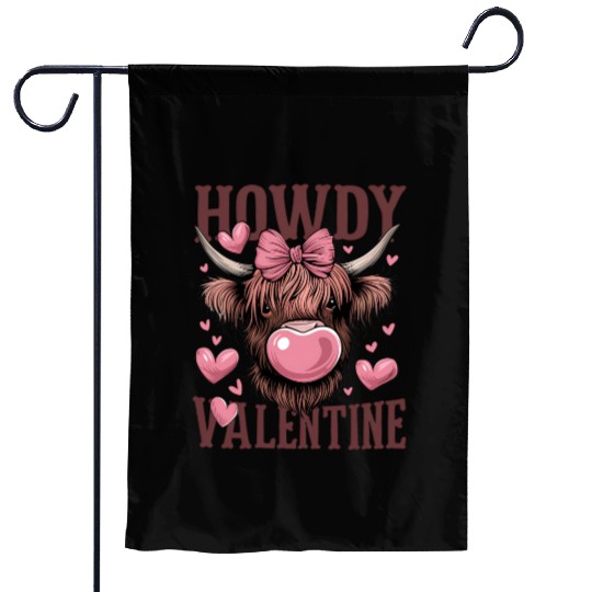 Valentines Day Highland Cow Garden Flags
