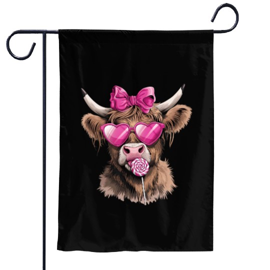 Highland Cow Valentines, Valentines Day, Retro Garden Flags