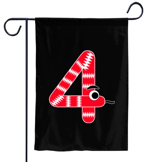 Festive Red Snake Number Four Design Garden Flags