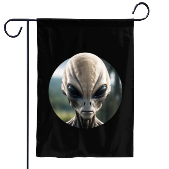 Grey Alien Garden Flags