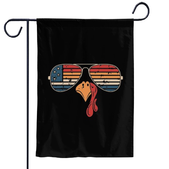Retro USA Turkey Sunglasses Patriotic Thanksgiving Garden Flags