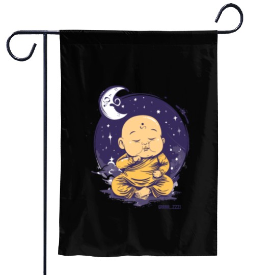 Sleepy Baby Buddha with Moon and Stars Garden Flags