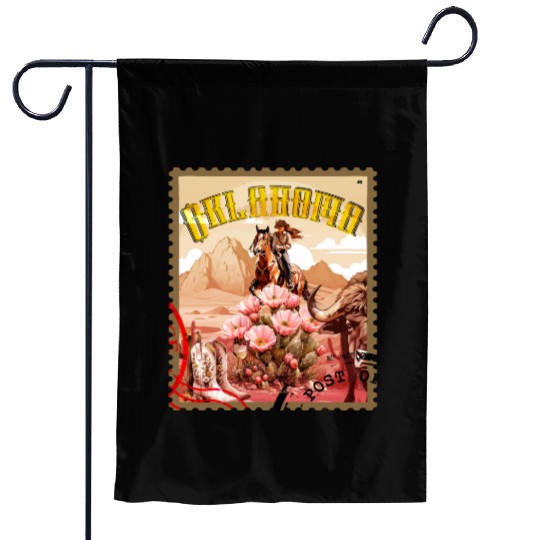 Oklahoma Cowgirl Stamp Garden Flags