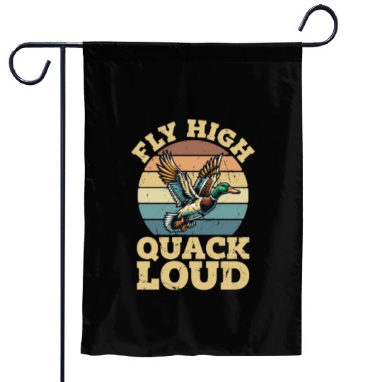 Mallard Duck Fly High Quack Loud Retro Water Bird Garden Flags