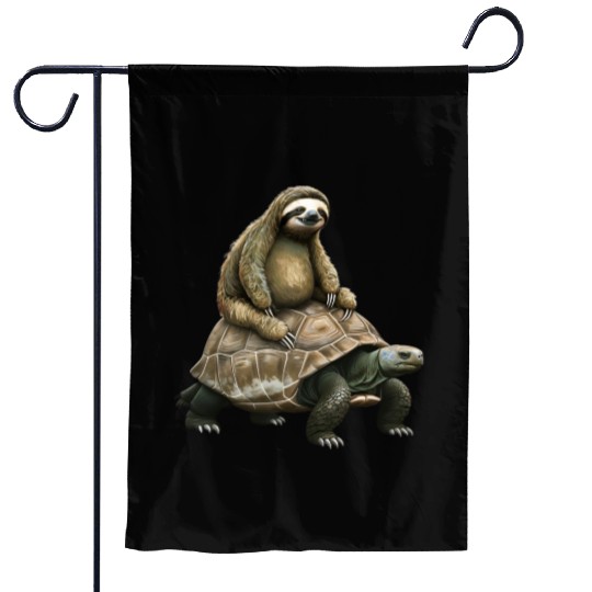 Slow Journey: Sloth on Tortoise's Back Garden Flags