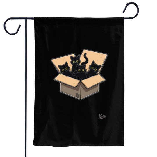 Cardboard Box Full of Black Cat Kittens Garden Flags