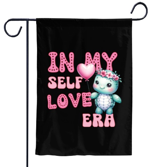 Cute Valentine's day Turtle - In my self love Garden Flags