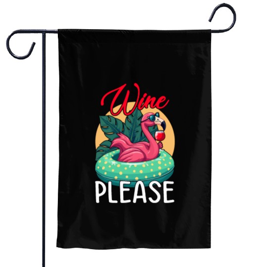 Party Flamingo Wine please Funny Flamingo Party Garden Flags