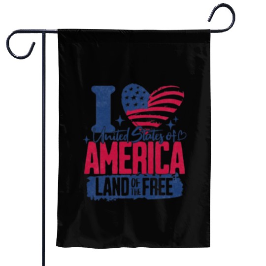 Patriotic "I Love America" Garden Flags
