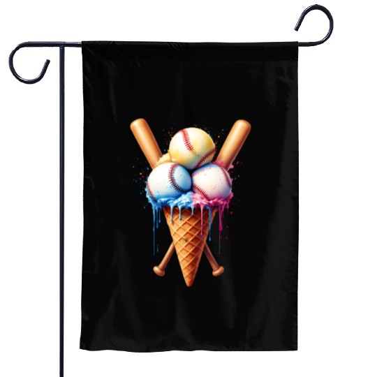 Baseball Ice Cream Garden Flags